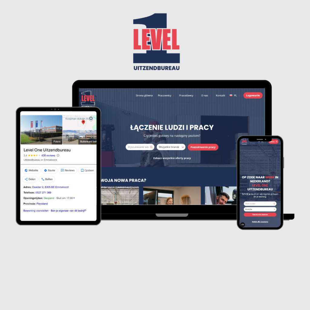 mockup website level one uitzendbureau